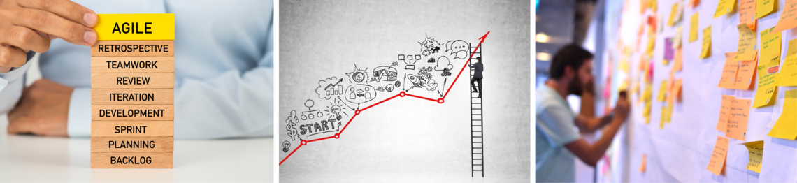 Collage die agile Arbeit visuell darstellt